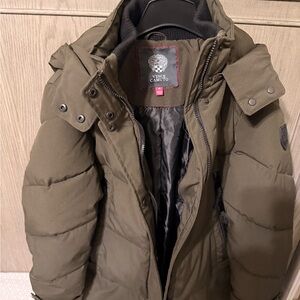 Vince Camuto Womens Khaki Puffer Coat